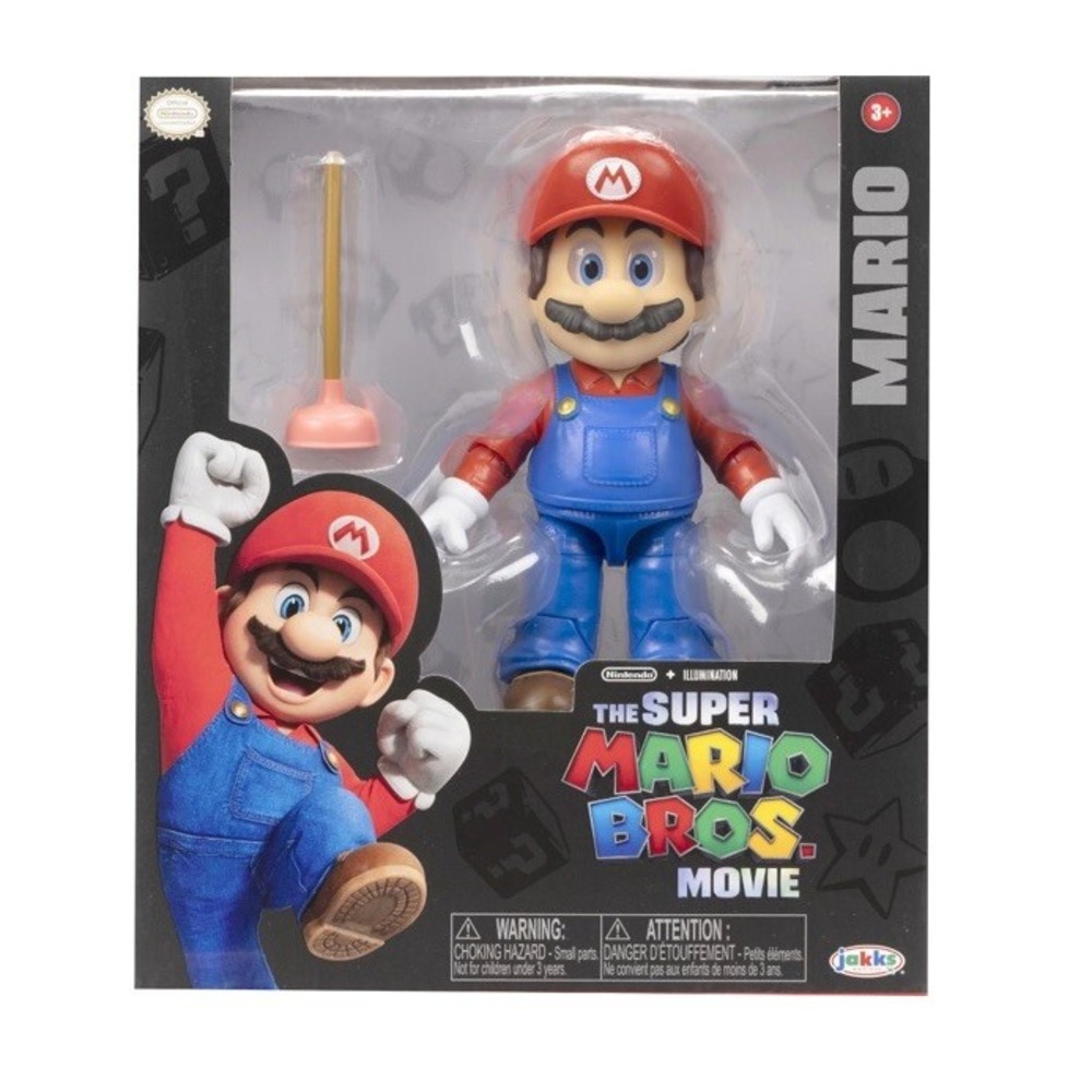 The Super Mario Bros Movie Mario Action Figure Plunger Nintendo Jakk Pacific NEW